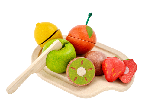 Imagen de Frutas y verduras de madera para cortar