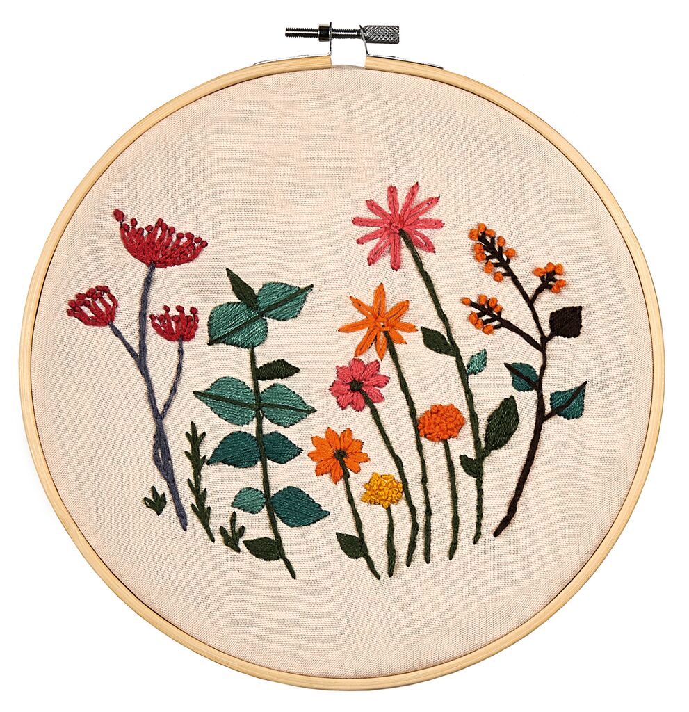 Imagen de Kit de aro de bordado DIY de hojas y flores