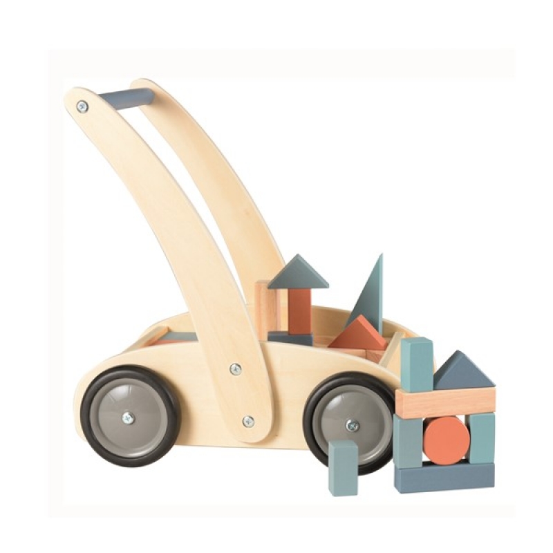 Imagen de Carrito de madera con bloques de construcción