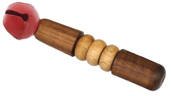 Imagen de Sonajero con mango de madera y cascabel rojo (timbre noche)