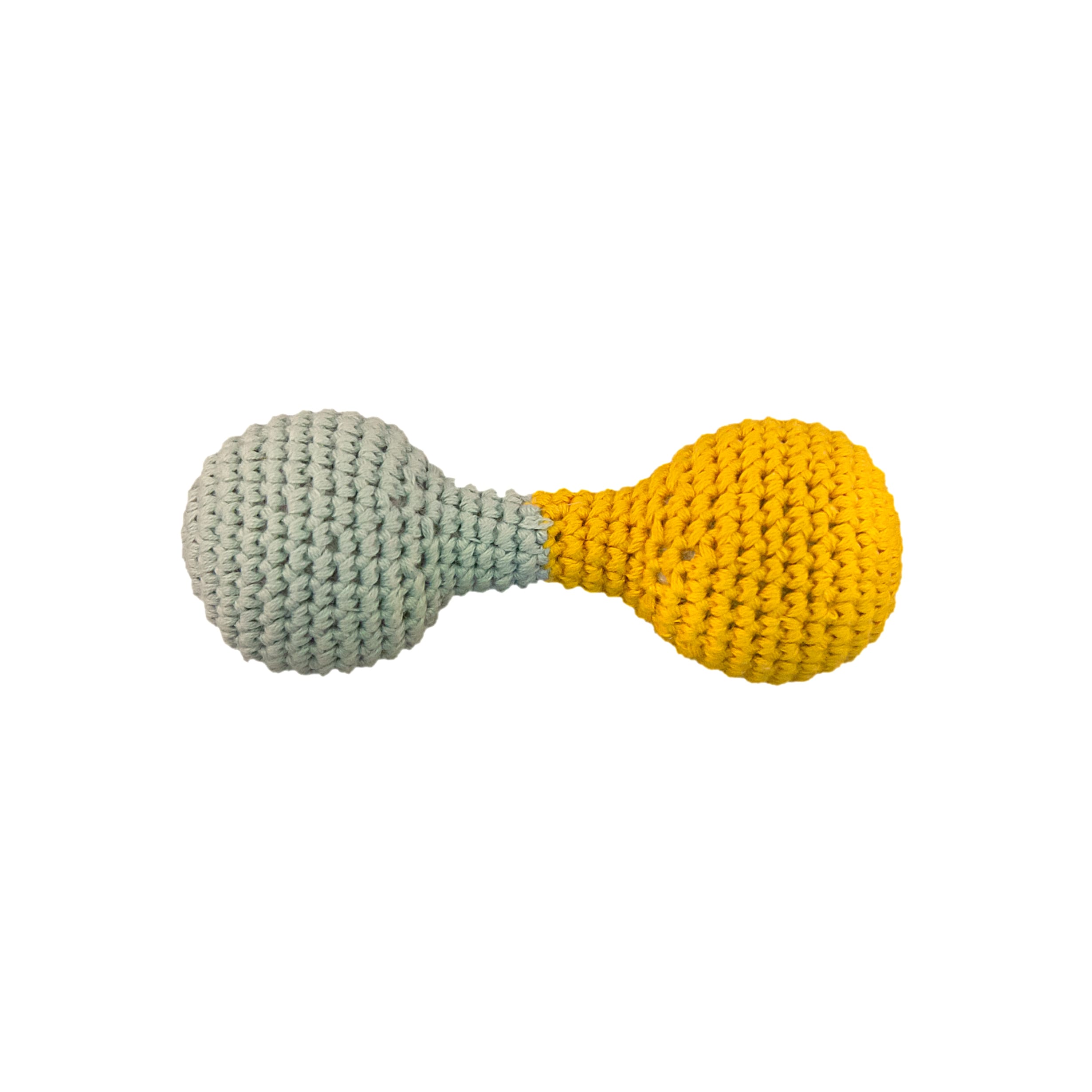 Img Galeria Sonajero doble de crochet "gris y amarillo"