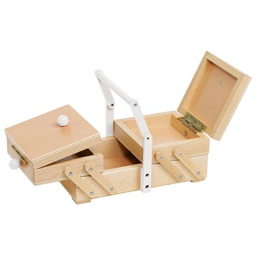 Imagen de Costurero de madera con asa blanca