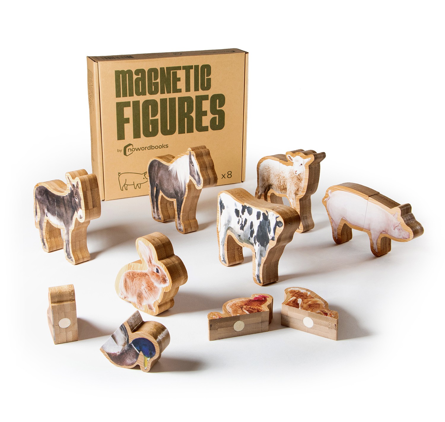 Imagen de Figuras Magnéticas de Bambú. Animales de Granja