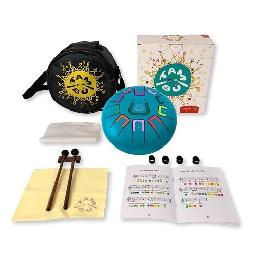 Imagen de Tambú 8 - Tambor de lengua turquesa mate - handpan 11 notas con accesorios