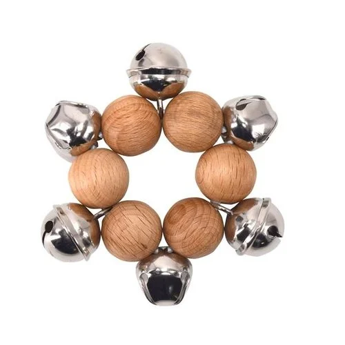 Imagen de Pulsera de bolas de madera y cascabeles (clara)