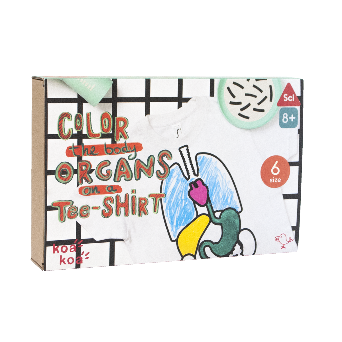 Imagen de Kit de actividades -Colorea tus órganos en una camiseta- Talla 6 años