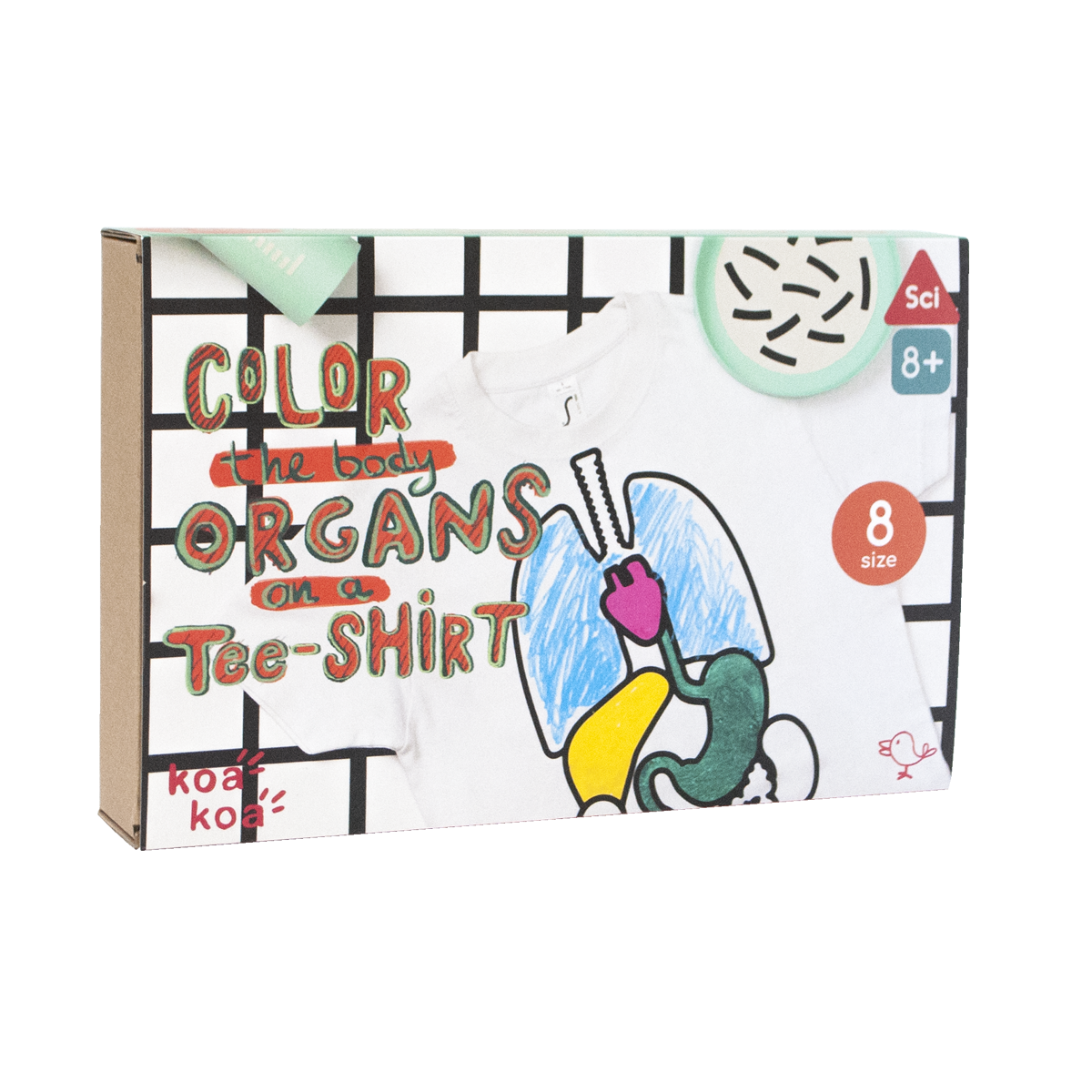 Imagen de Kit de actividades -Colorea tus órganos en una camiseta- Talla 8 años